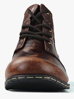 OSSTONE LaceUp Leather Chukka Moto Boots 6015-2 Retro Dark Brown Size 9